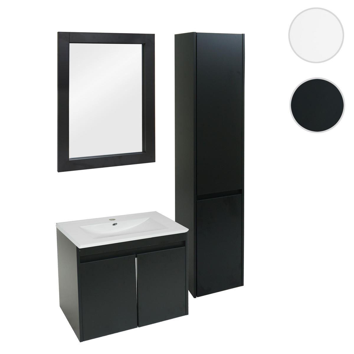 BADEZIMMERSET Schwarz 4er-Set - Schwarz, Holzwerkstoff (100/160/46cm) - MCW