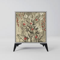 SIDEBOARD HERBAL GRACE, Grau, 57,5x42x70,5 cm, Schwarze Metall-Sternfüße - Multicolor/Schwarz, Holzwerkstoff/Metall (57.5/70.5/42cm) - SpaceRebels