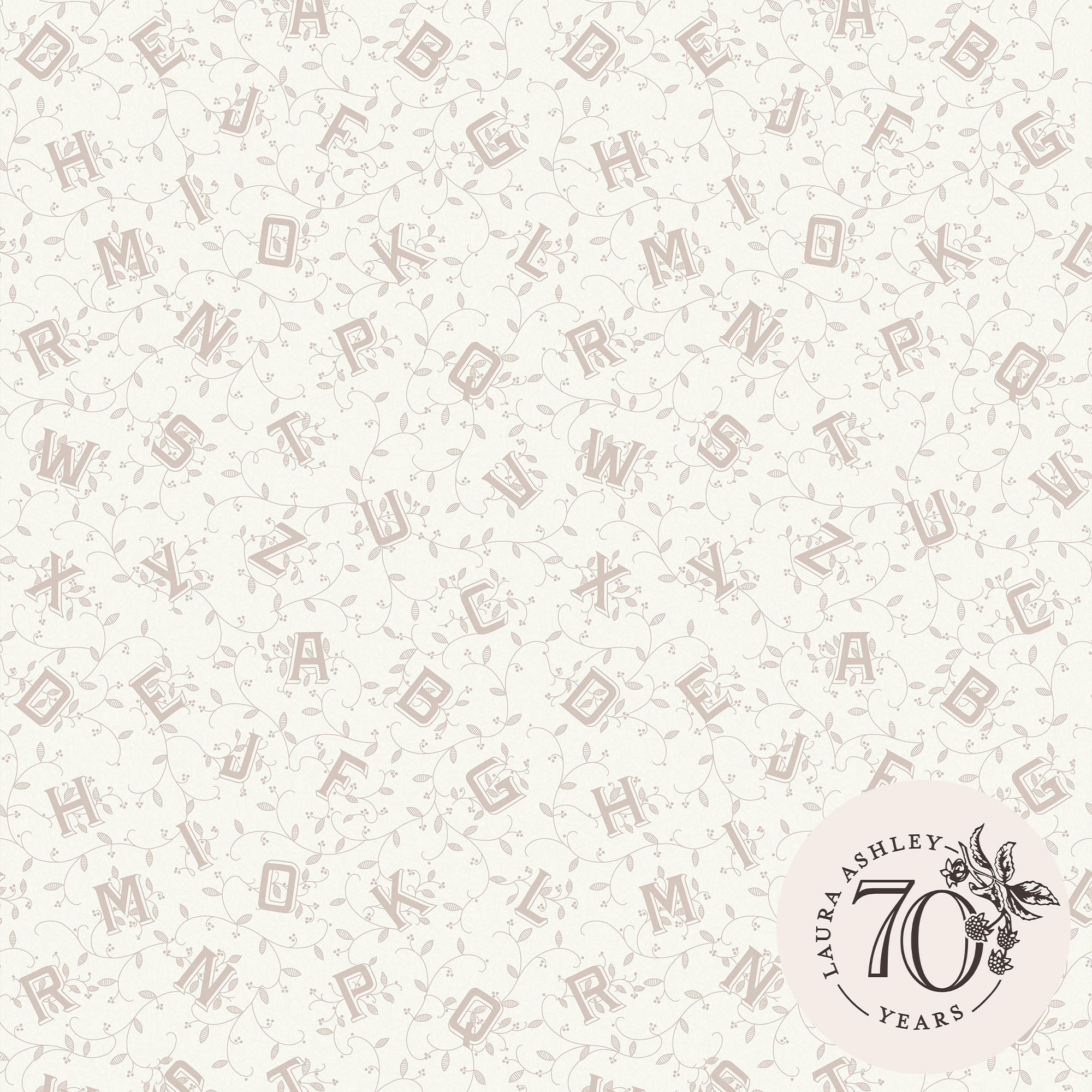 VLIESTAPETE Alphabet Taubengrau | Beige Grau | Buchstaben | 10mx52cm - Grau, Papier/Kunststoff (52/1000cm) - Graham & Brown