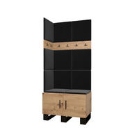 GARDEROBEN-SET 196/84/45,6 - Dunkelgrau/Schwarz, Holz/Kunststoff (84/196/45.6cm) - Abiks Möbel