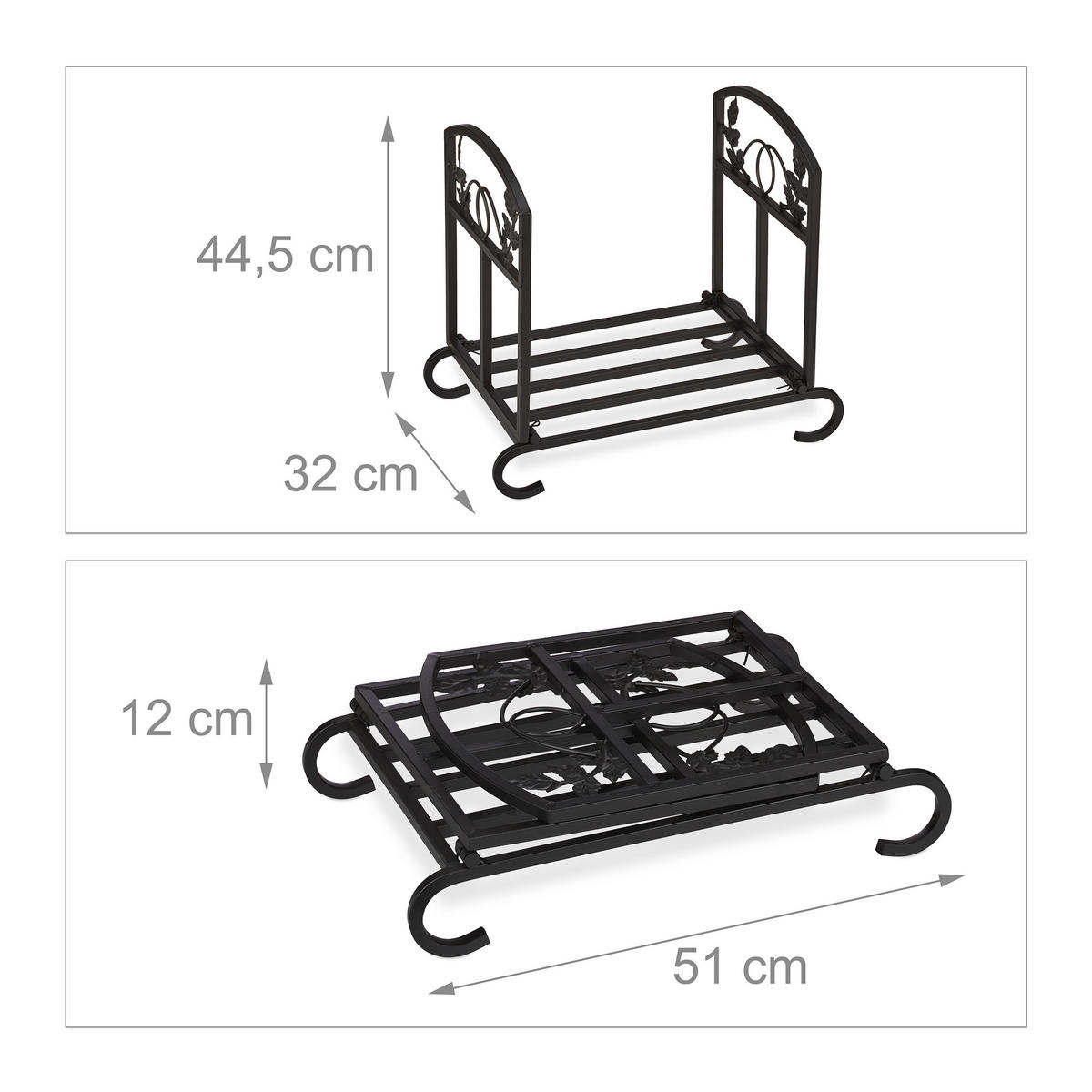 KAMINHOLZREGAL - Schwarz, Metall (51/44.5/32cm) - Relaxdays