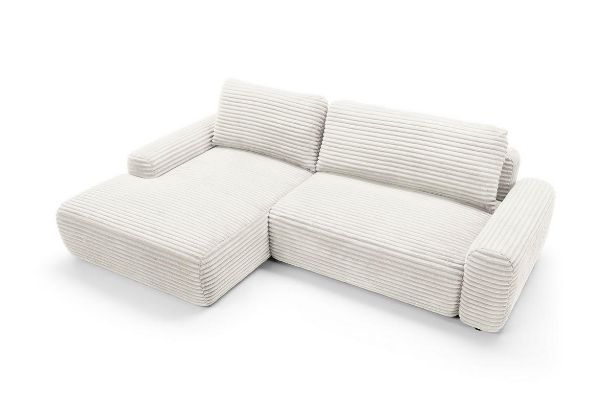 ECKSOFA Cordina Weiß, mit Schlaffunktion und Bettzeugbehälter, linke seite - Weiß, Holzwerkstoff (264/162cm) - Bettso