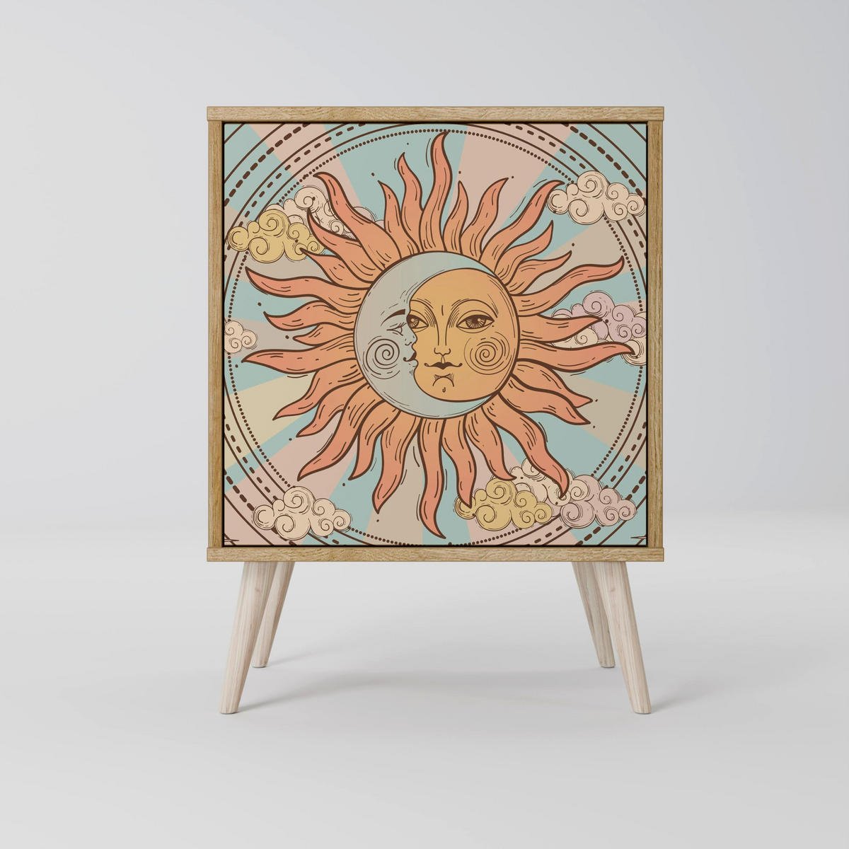 SIDEBOARD MYSTICAL STRUCTURE, Grau, 57,5x42x57,5 cm, Ohne Füße - Multicolor/Grau, Holzwerkstoff (57.5/57.5/42cm) - SpaceRebels