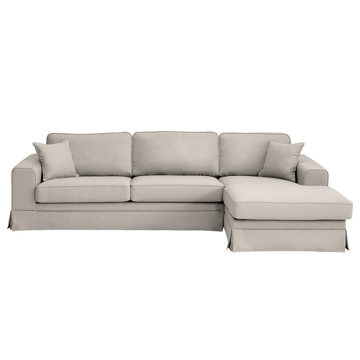 ECKSOFA mit Husse - Longchair, Webstoff - Hellgrau/Schwarz, Kunststoff/Textil (300/165cm) - home24