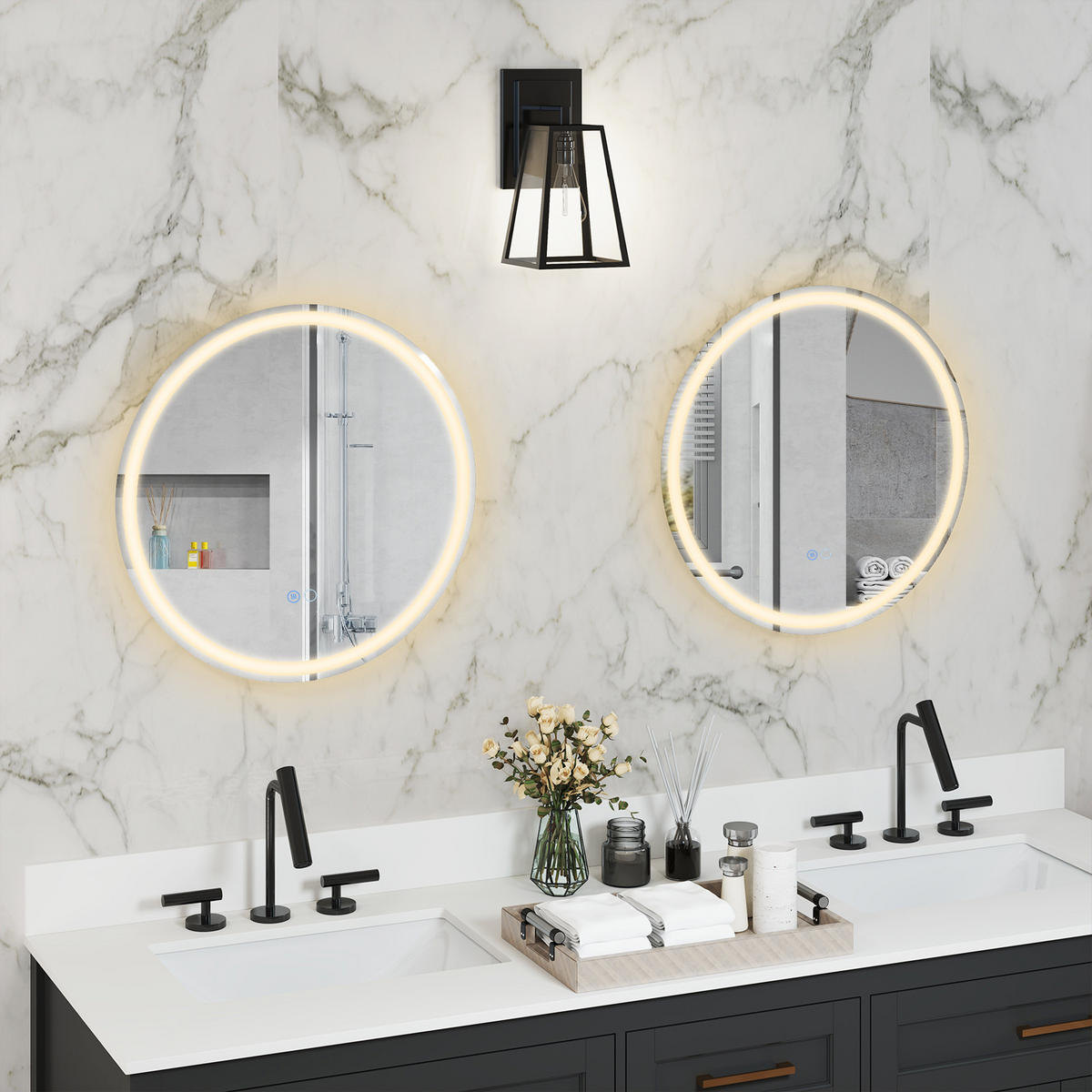 BADEZIMMERSPIEGEL Silber - Silberfarben, Glas (60/3/60cm) - COSTWAY