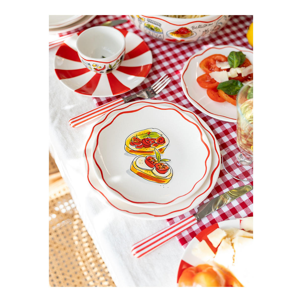TELLER Bruschetta in Bunt - 18cm - Multicolor, Keramik (18/18/2cm) - Blond Amsterdam