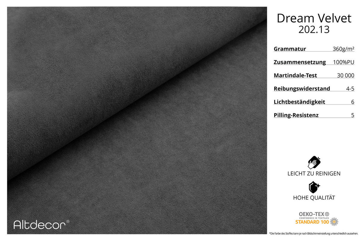 ECKSOFA Ottomane Links IREA-L3-v3 - 412x165x77 cm Ecru - Anthrazit, Holzwerkstoff/Textil (412/165cm) - ALTDECOR