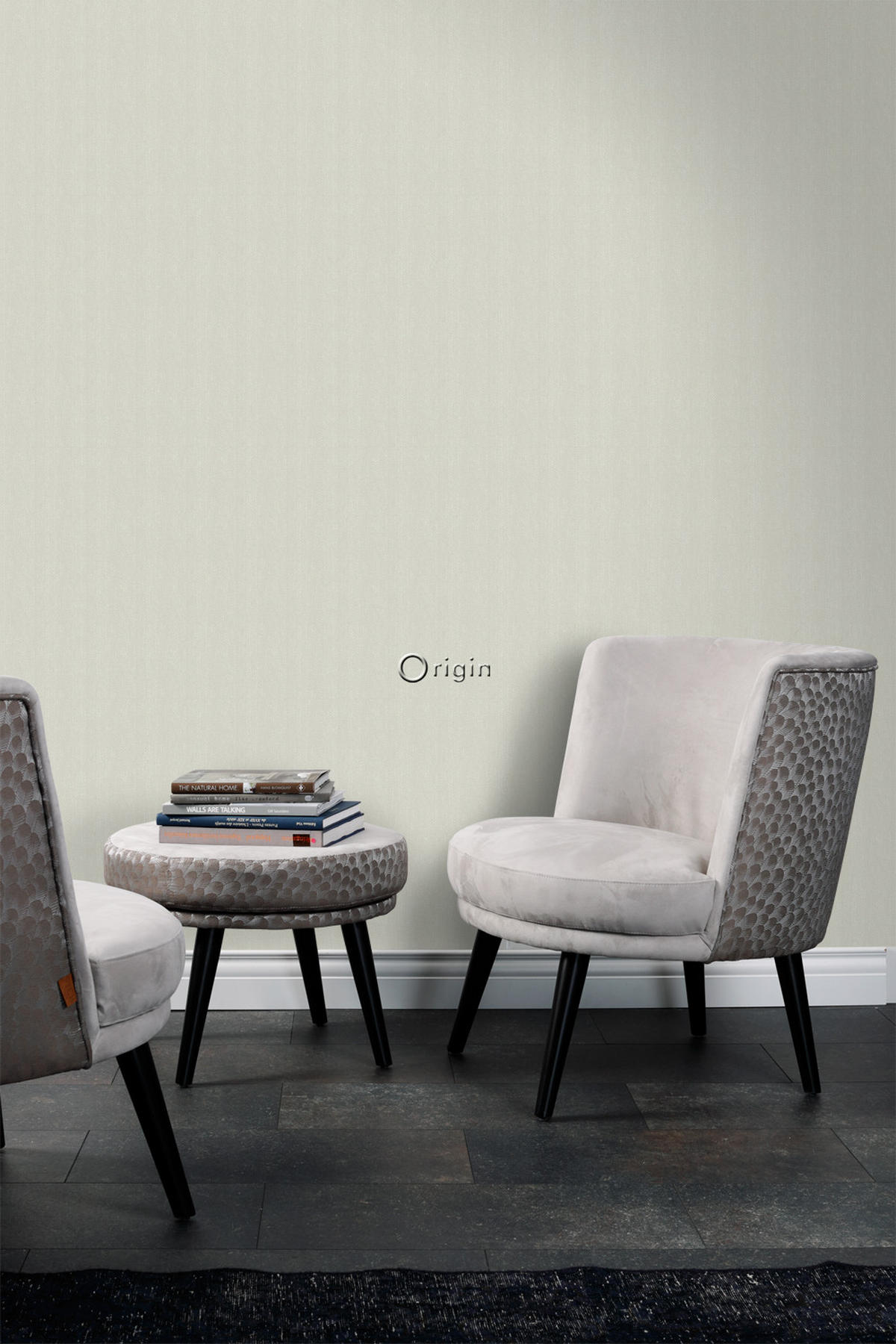 TAPETE Fischgrätmuster 53 cm x 10.05 m - Grün, Papier (53/1000cm) - Origin Wallcoverings