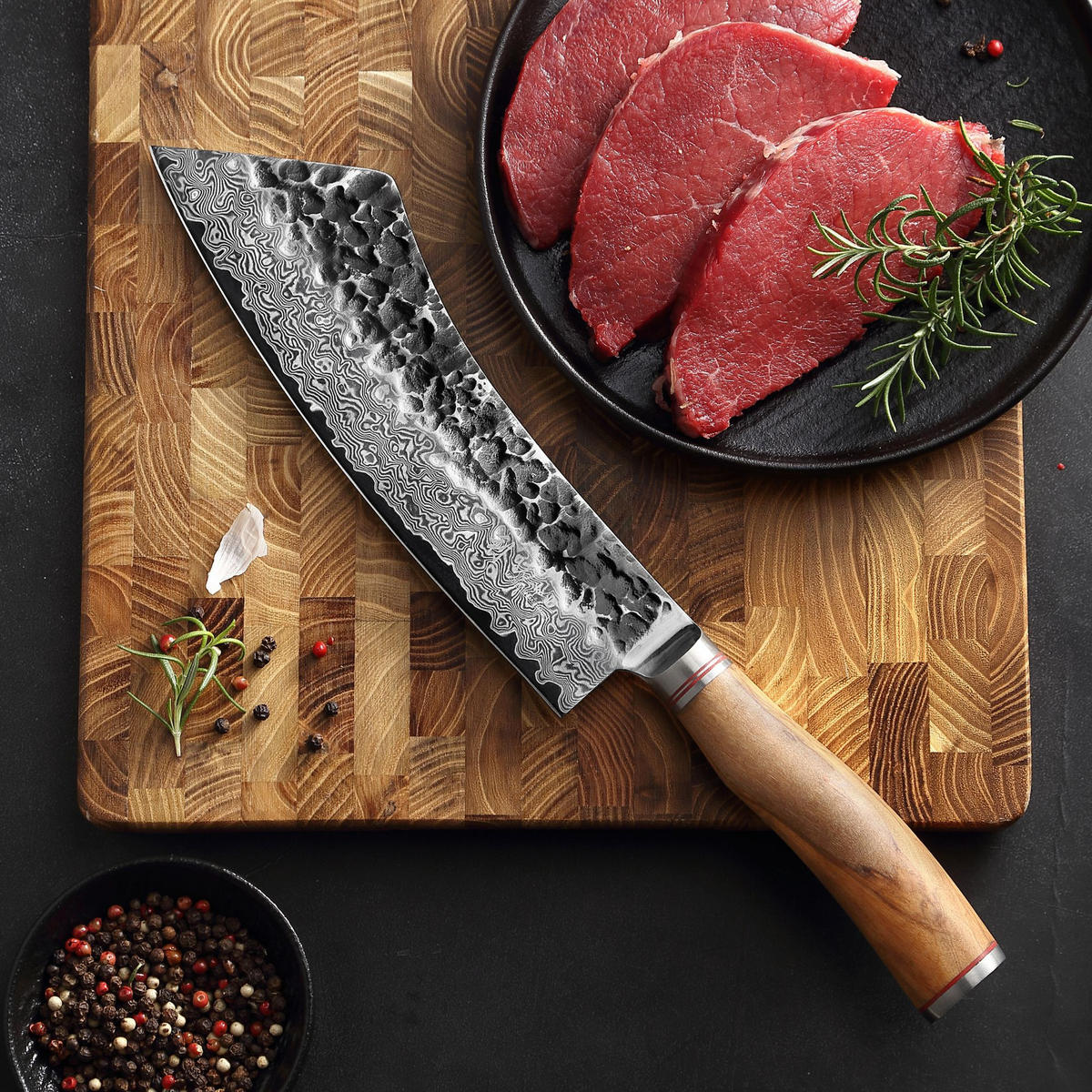 BLOCKMESSER 22,5 cm - Braun, Holz/Metall (37cm) - Wakoli