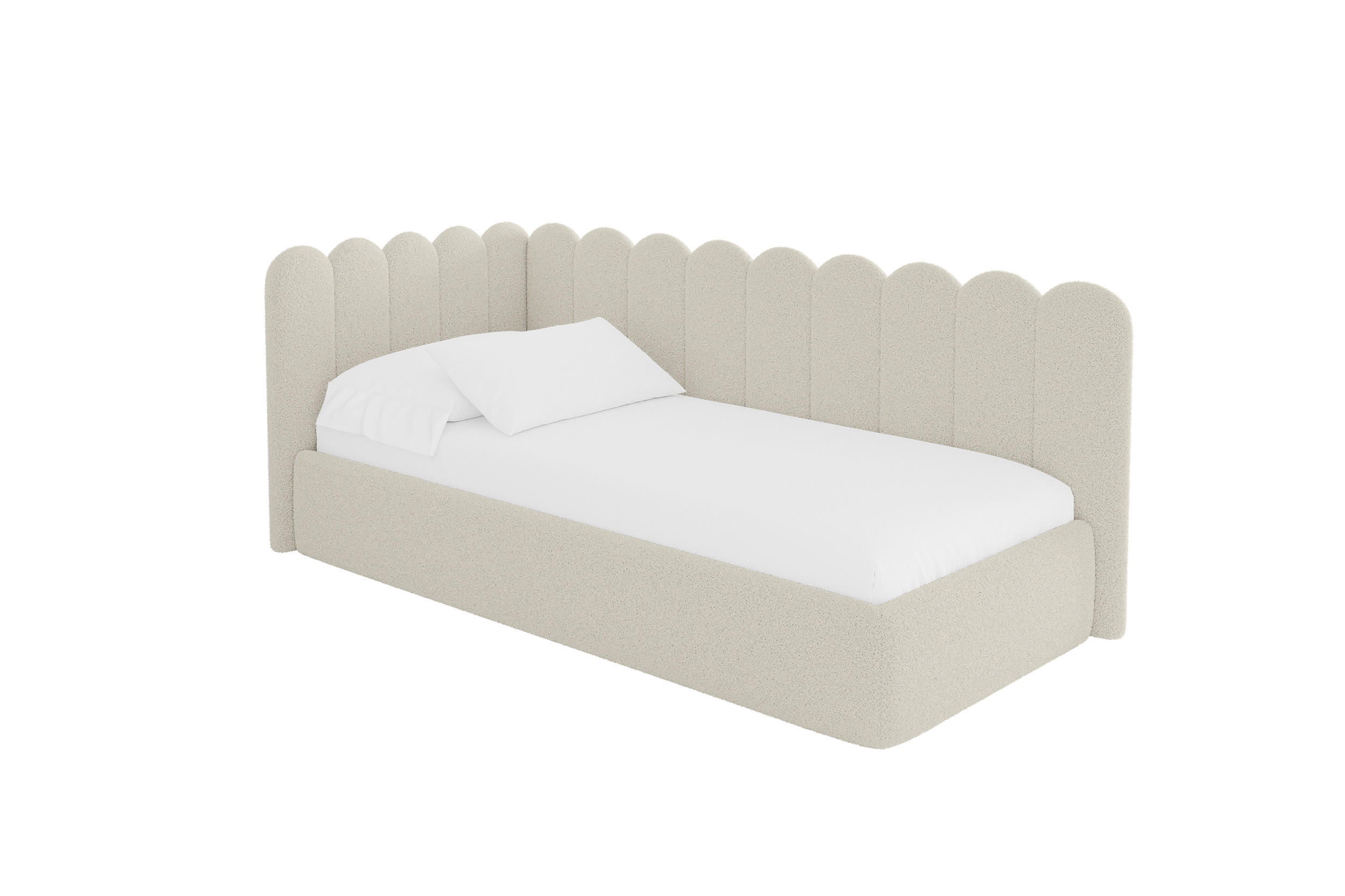 EINZELLBETT Jugendbett mit Bettkasten, Rechts - ARTY 90x200 Beige - Perlmutt, Holzwerkstoff/Textil (90/200cm) - ALTDECOR