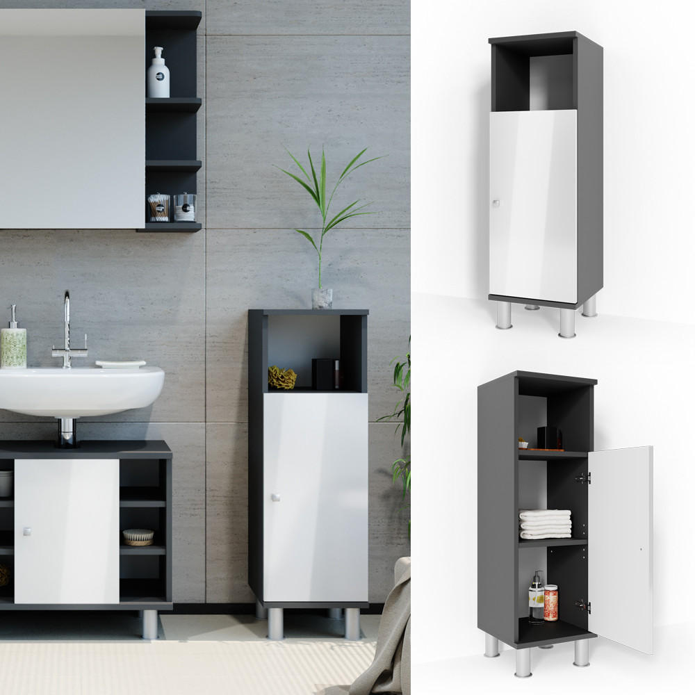 MIDISCHRANK Fynn Anthrazit 30 x 95 cm - Anthrazit/Weiß, Holzwerkstoff (30/95/30cm) - Vicco