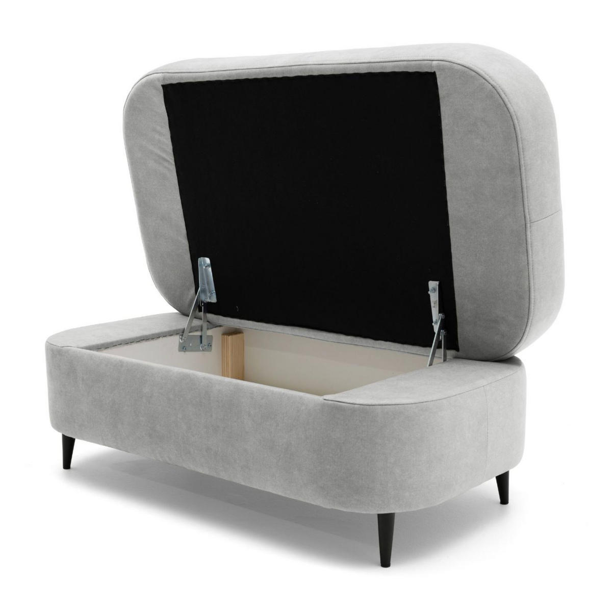POUF PRIAM 104 x 60 cm Velours Grau - Schwarz/Grau, Holz/Textil (104/43/60cm) - Muffo