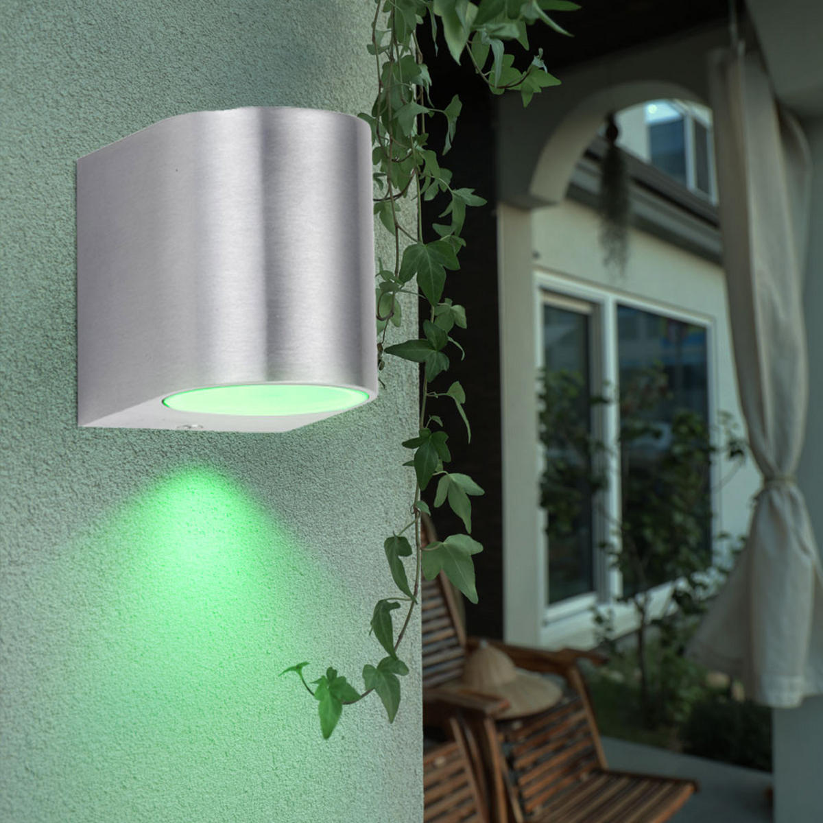 LED AUSSEN-WANDLEUCHTE Silber gebürstet - Silberfarben, Glas (7/8/9.4cm)