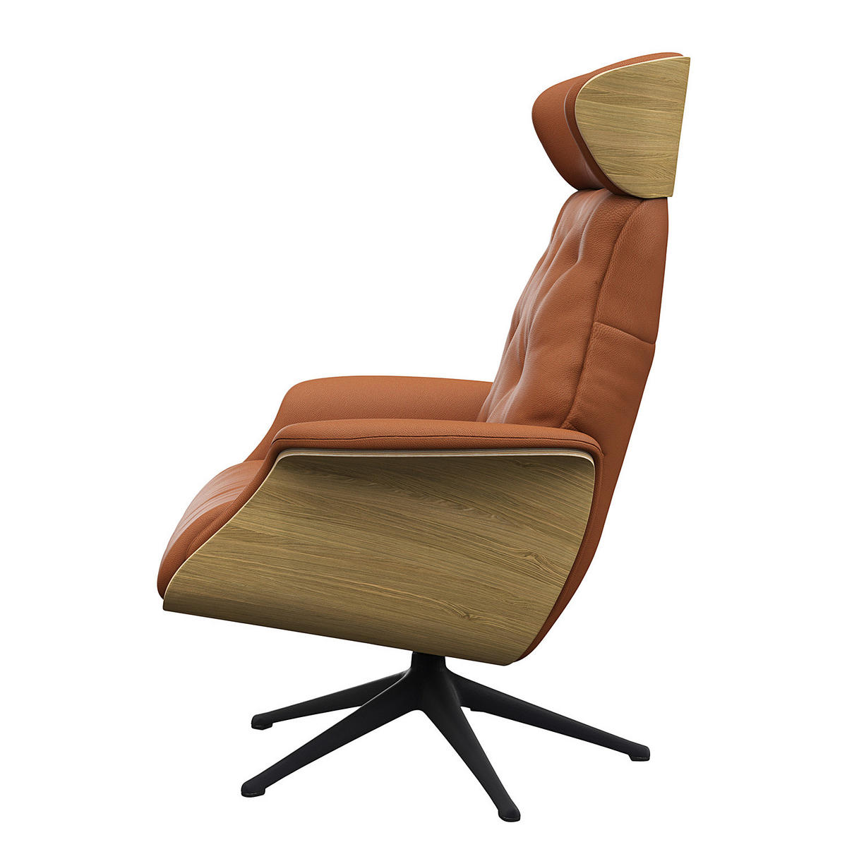 RELAXSESSEL - Echtleder - Kastanienfarben/Schwarz, Leder/Metall (83/118/83cm) - home24