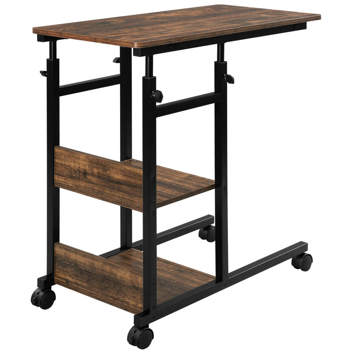 BEISTELLTISCH, C-Form, Braun, höhenverstellbar, mit Rollen - Braun, Holzwerkstoff (40/80/76cm) - Kaket