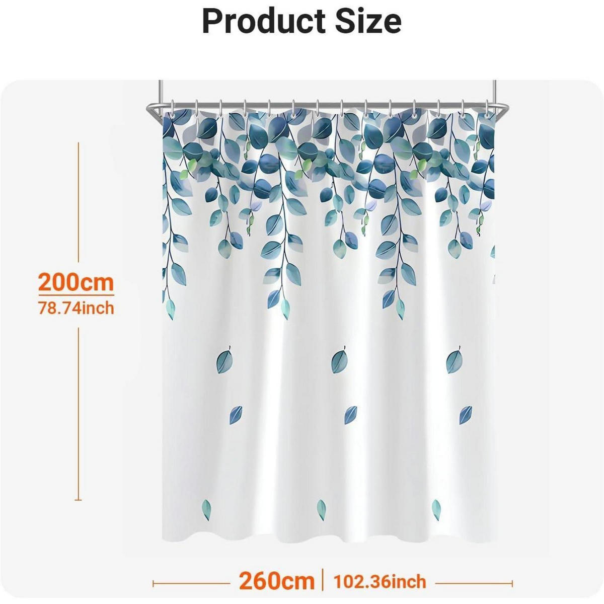 DUSCHVORHANG Grün Blätter 260 x 200 cm - Grün, Textil (260/200cm)