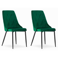 STUHL BRISIGHELLA 2-er Set, Grün, mit Samtstoff gepolstert - Grün, Textil/Metall (49/94/61cm) - Komodee