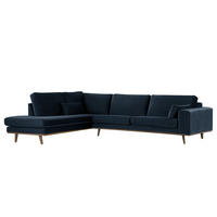 ECKSOFA mit Ottomane - Eichefarben/Dunkelblau, Eichenholz/Textil (287/219cm) - home24