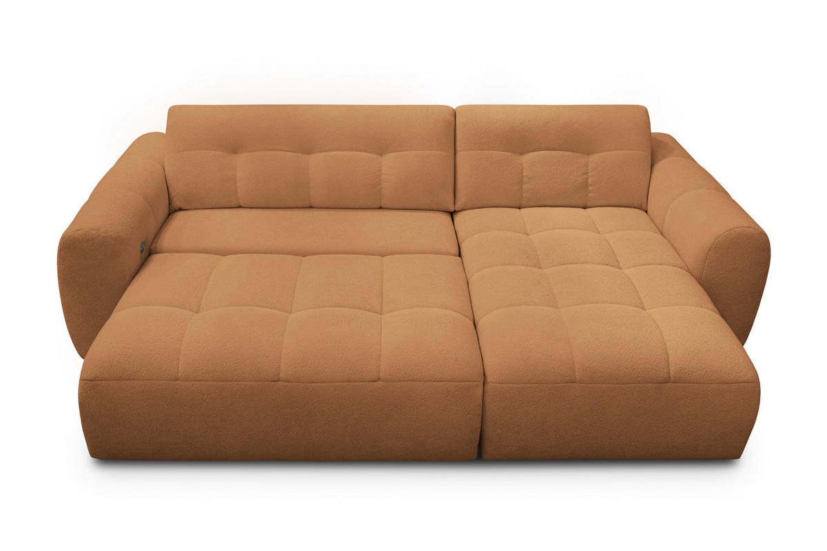 ECKSOFA LUMERO 4-Sitzer RECHTS, orange - Schwarz/Orange, Holz/Textil (275/166cm) - Courtois Laville