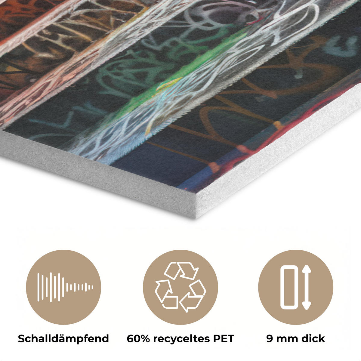 AKUSTIKPANEEL Treppe - Graffiti - Farben - Kunst 70x100 cm - Multicolor, Textil (70/0.9/100cm) - MuchoWow