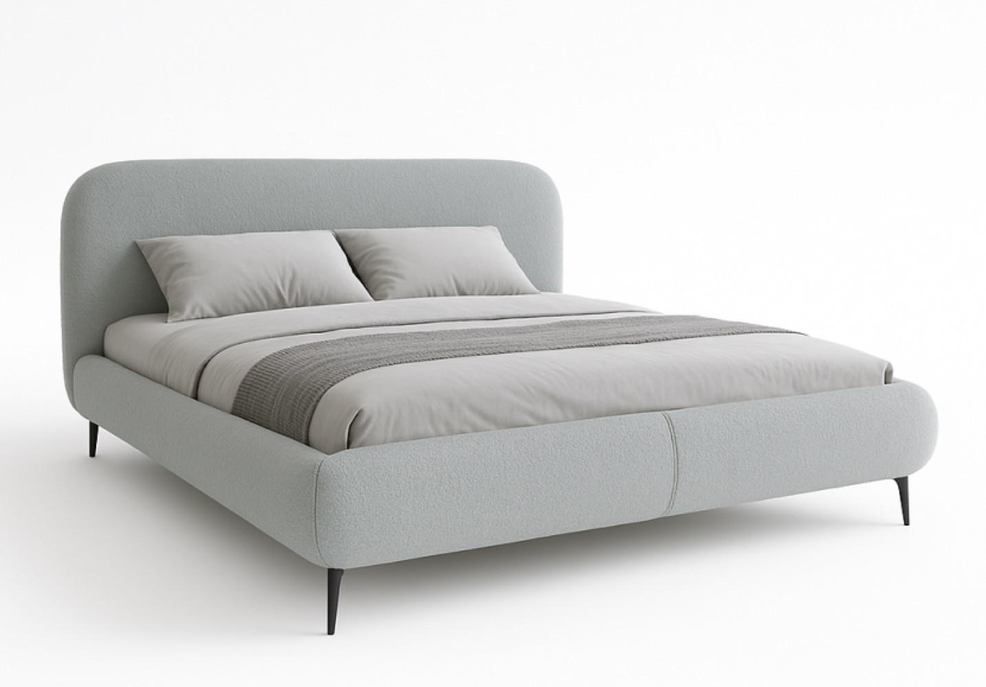 BETT Hellgrau ELLE Gepolstert 180x200 cm - Schwarz/Grau, Kunststoff/Textil (180/200cm) - Sepro Meble