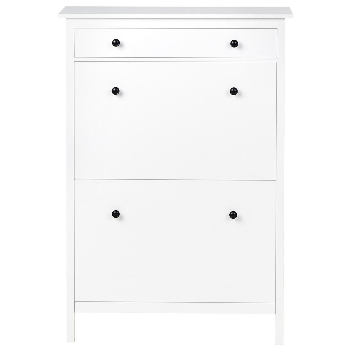 SCHUHSCHRANK Weiß Gibson - Weiß, Holzwerkstoff (89/127/30cm) - Beliani