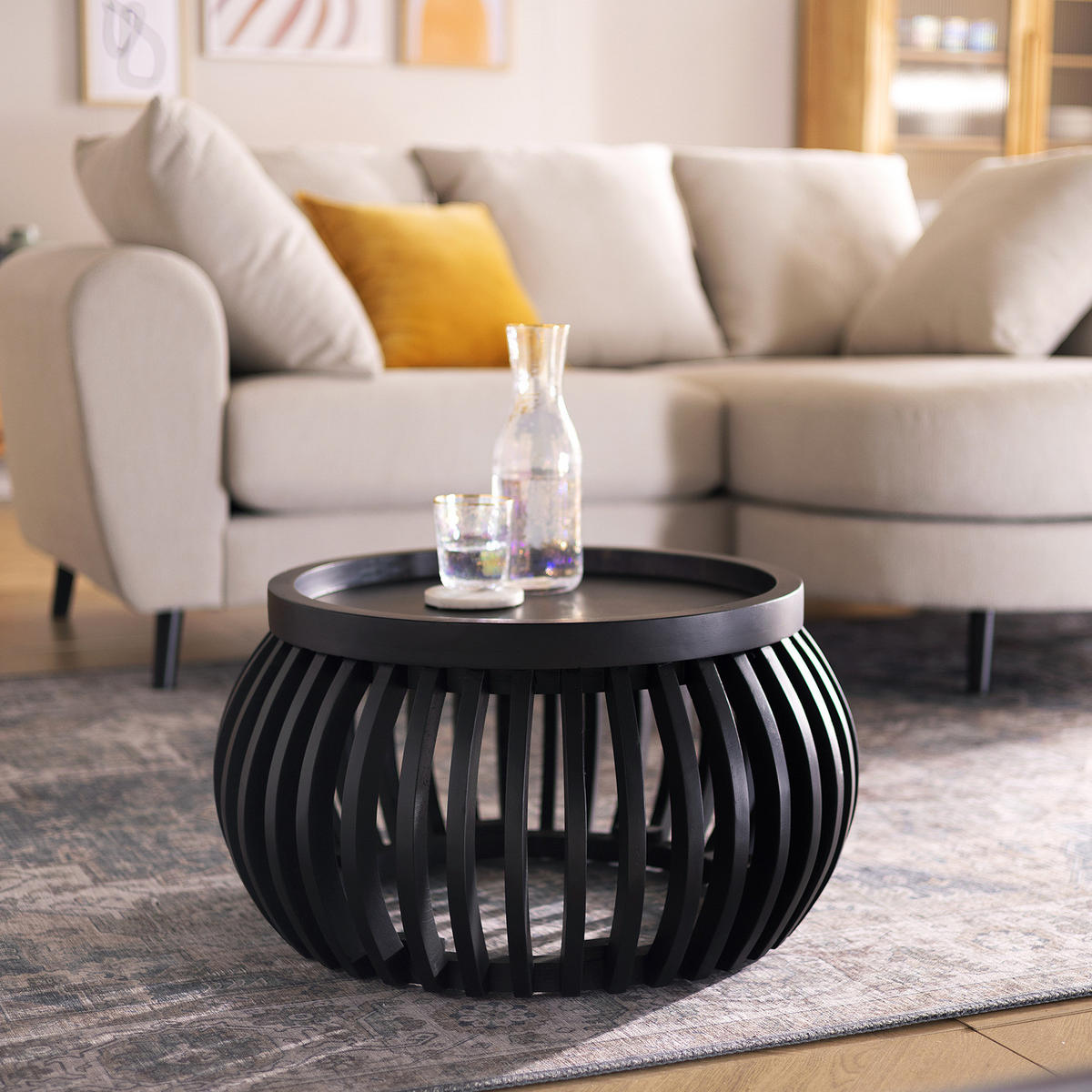 MASSIVER COUCHTISCH - Mango Schwarz - Schwarz, Holz (67/67/36cm) - home24