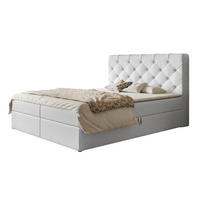 BOXBETT BOSTON mit 2 Bettkästen, 160x200, Farbe: Weiß, Kunstleder, Doppelbett mit Bonell-Matratze - Weiß, Holz/Kunststoff (160/200cm) - Alpi-Möbel