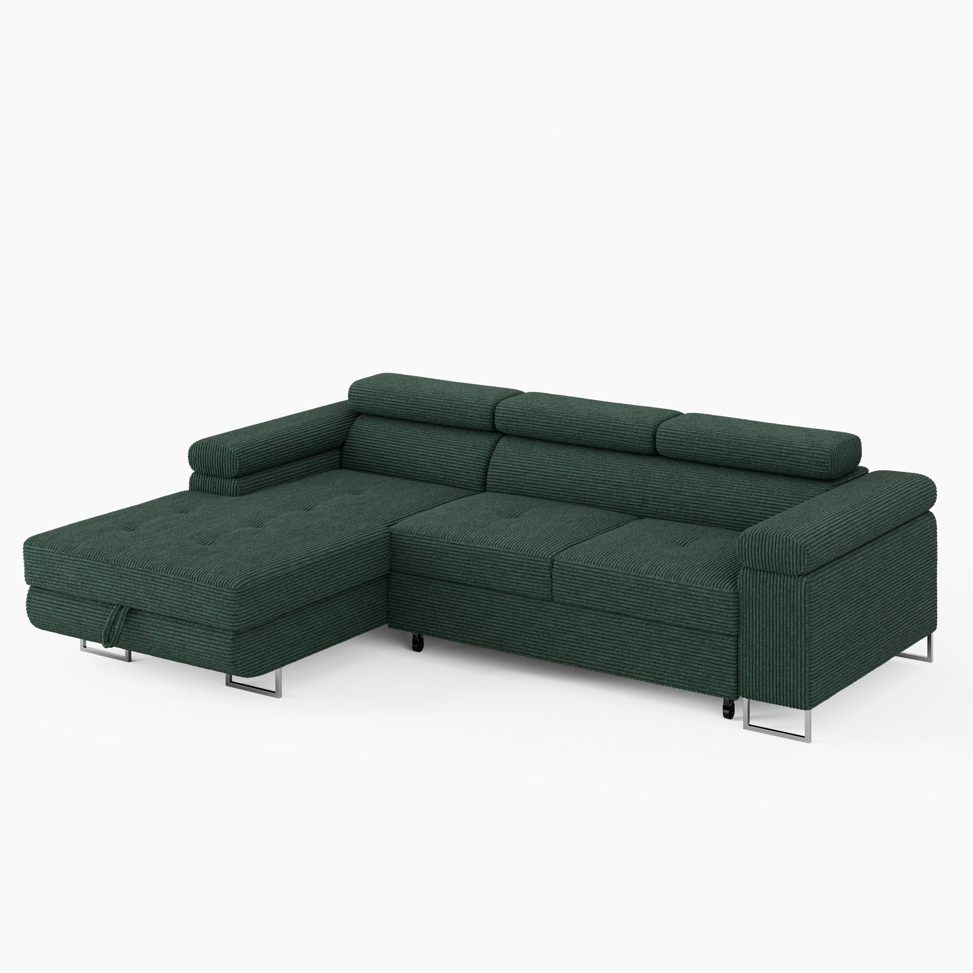 ECKSOFA VEMO MINI Links Grün Cord-Stoff Kompakter Komfort für Wohnräume - Grün, Textil (235/175cm) - Barchello