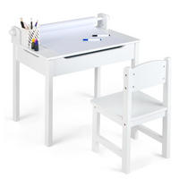 KINDERSCHREIBTISCH mit Stuhl weiß(2-tlg) - Weiß, Holzwerkstoff (66/58/40cm) - COSTWAY
