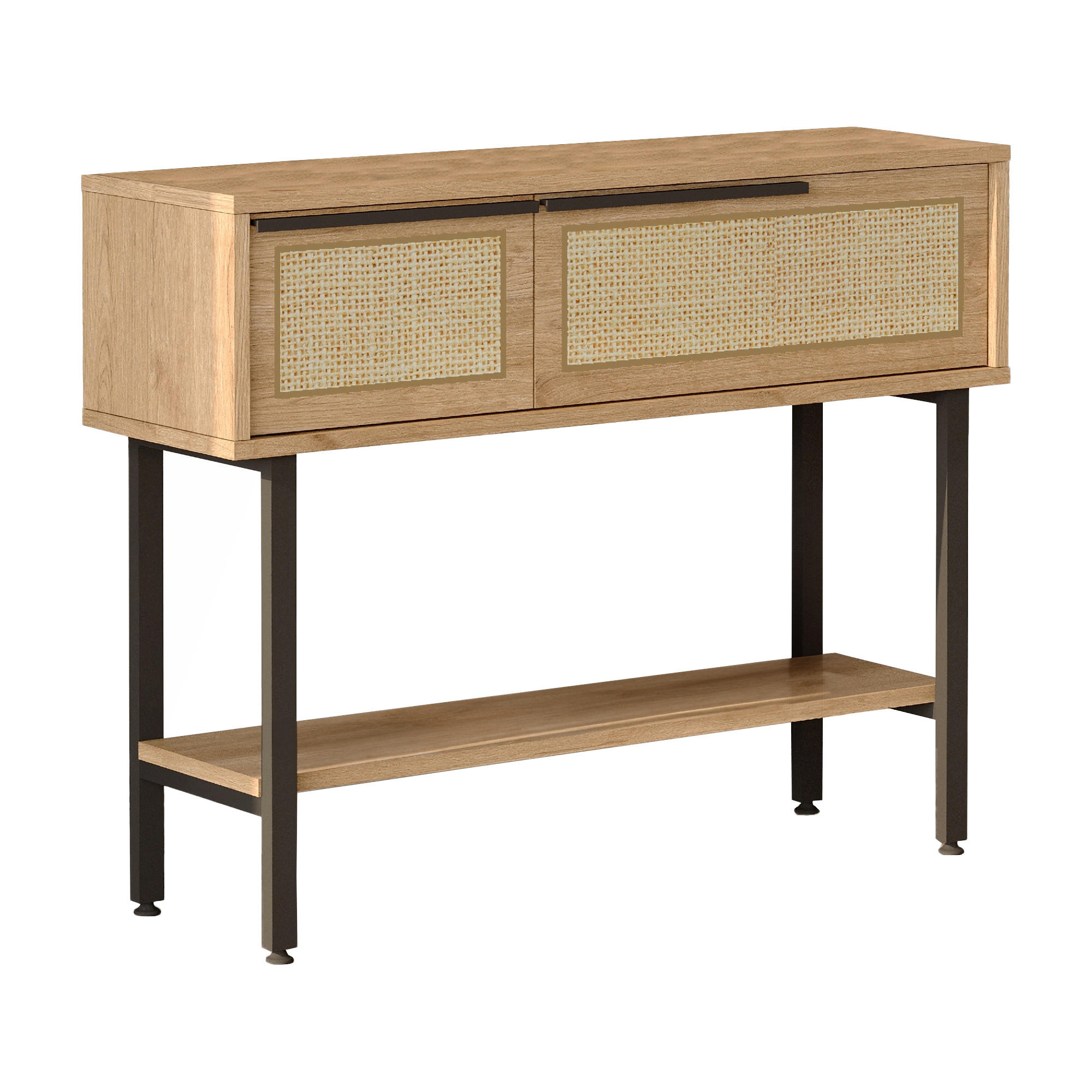 FLURTISCH Kvænangen - Eichefarben/Schwarz, Holzwerkstoff/Metall (100/29.5/76cm) - [en.casa]