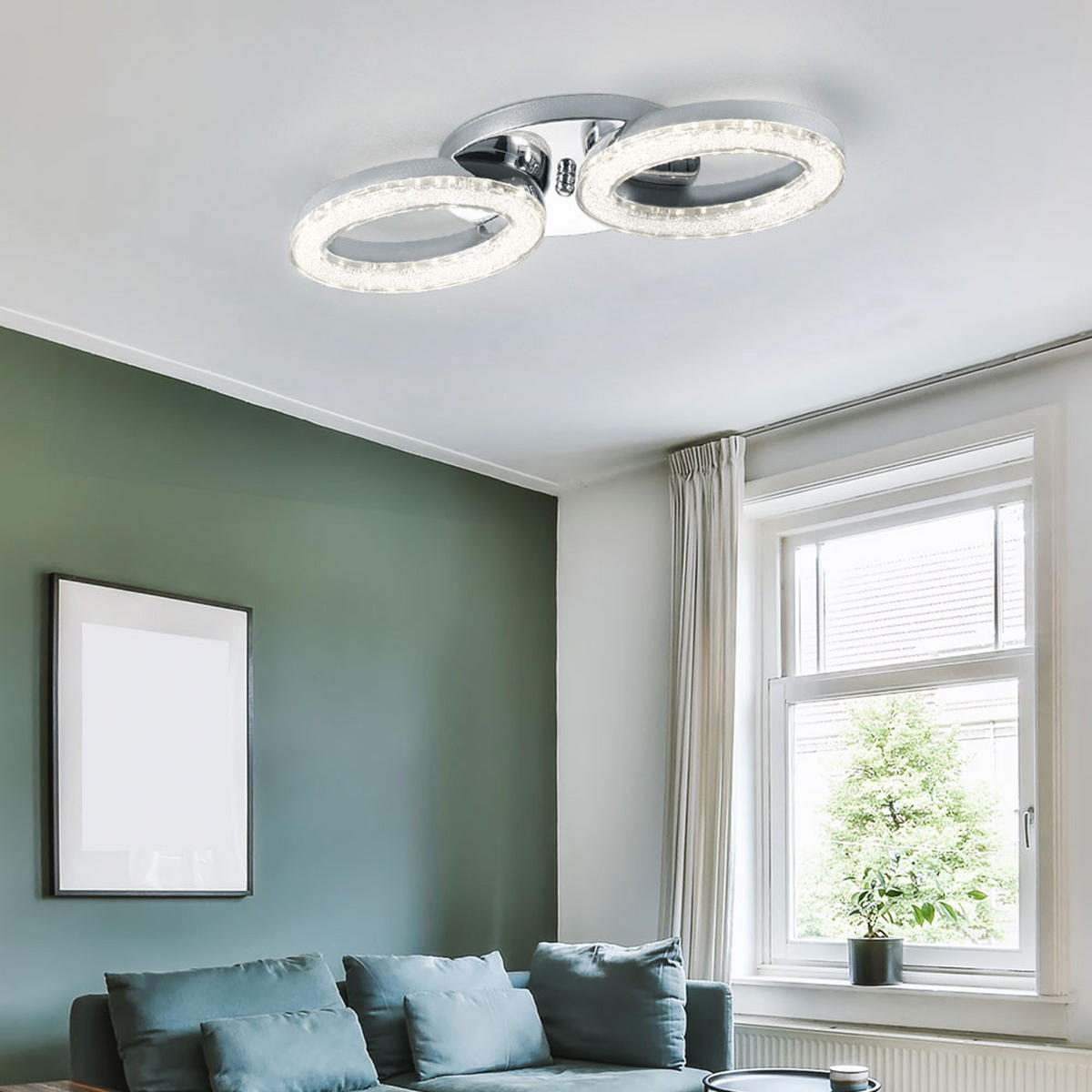 LED DECKENLEUCHTE ELEKTRA Silber Metall - Silberfarben, Metall (43/14/5.5cm)