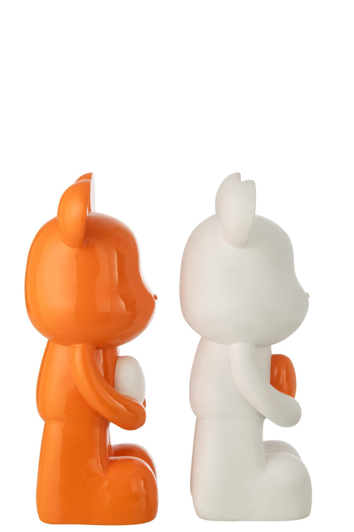DEKOOBJEKT BÄR HERZ (2ER SET) - Orange, Glas/Naturmaterialien (24.5/60/31.5cm) - J-Line