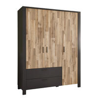 KLEIDERSCHRANK - Stabeiche Dekor / Graphit - Graphitfarben/Grau, Holzwerkstoff/Kunststoff (166/214/58cm) - home24