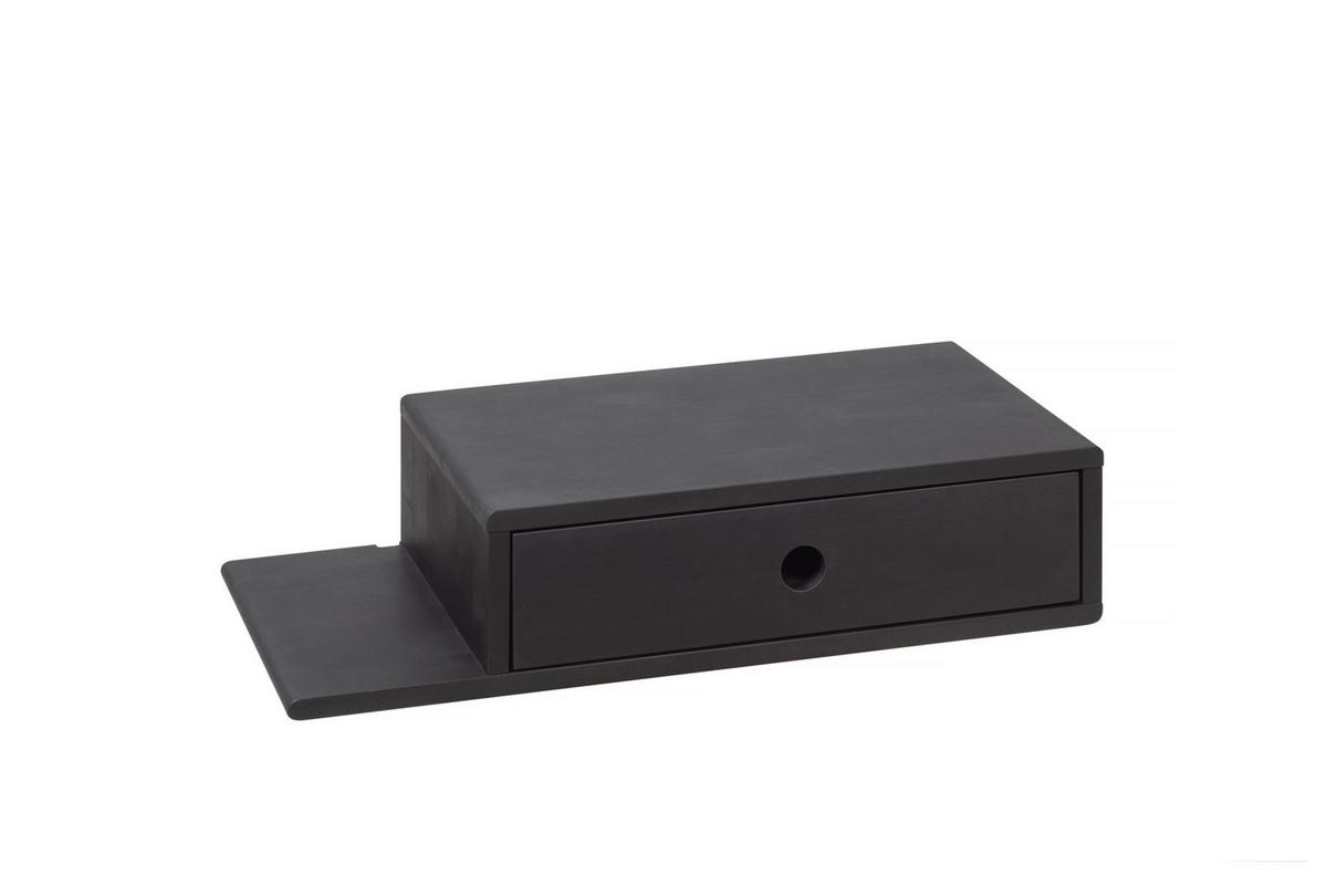 NACHTTISCH Hope mit Ablage links, schwarze Birke, 30/65/15 cm - Schwarz, Holz (65/15/30cm) - WOODEK