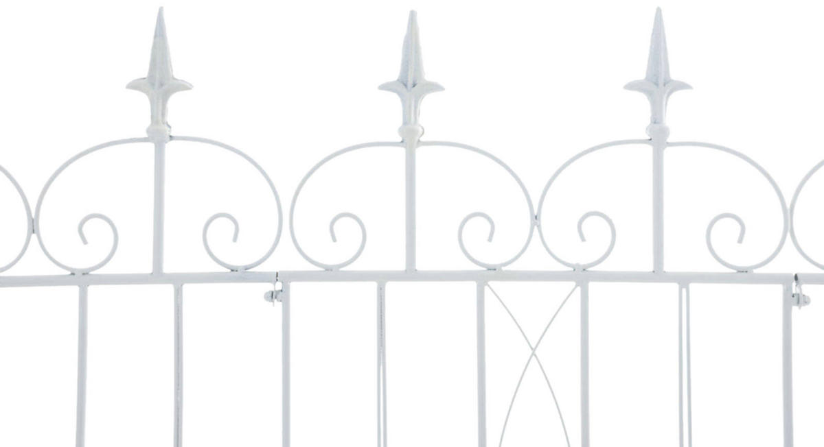 GARTENZAUN Linus 4er Set Antik 124x1x116cm Metall Weiß Steckzaun - Weiß Hochglanz, Metall (124/116cm) - DELUKE