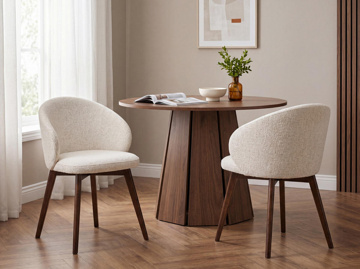 ESSZIMMERSTUHL MELIE 4er Set in Creme Chenille mit Dunkelbraunen Buchenholzbeinen 54/49/82 cm - Dunkelbraun/Creme, Holz/Textil (54/82/49cm) - WFL GROUP