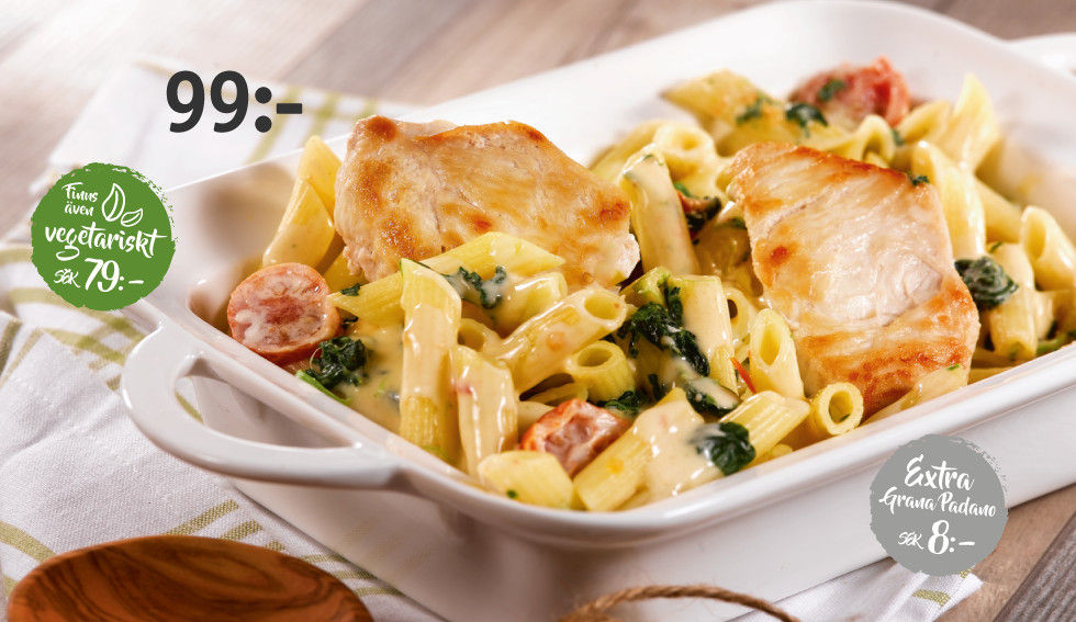 Penne med bladspenat
