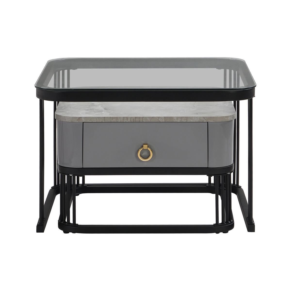 COUCHTISCHSET Schwarz 60/60/45 cm - Schwarz, Holzwerkstoff/Metall (60/60/45cm) - Urban Meuble