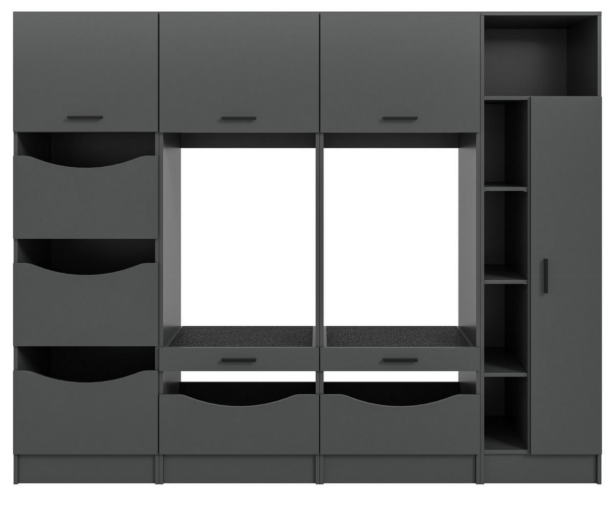 WASCHMASCHINENSCHRANK grau Set 4-teilig 242 x 196 cm, viel Stauraum - Schwarz/Grau, Holzwerkstoff/Kunststoff (242/196/68cm) - Inn.Furn