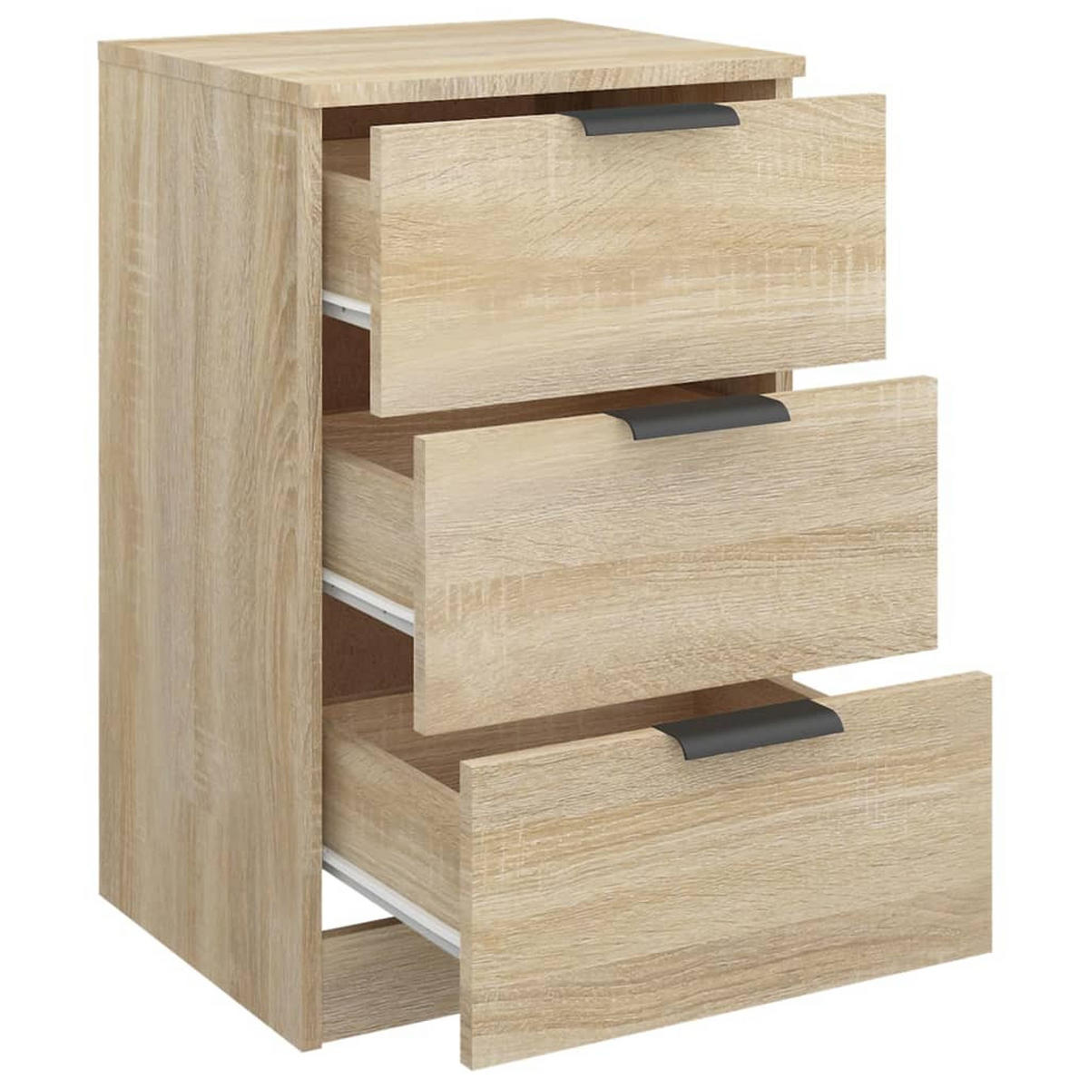 NACHTTISCH 2-teilig mit 3 Schubladen 40/36/65 cm in Sonoma-Eiche Dekor - Schwarz/Sonoma Eiche, Holz (40/65/36cm) - vidaXL