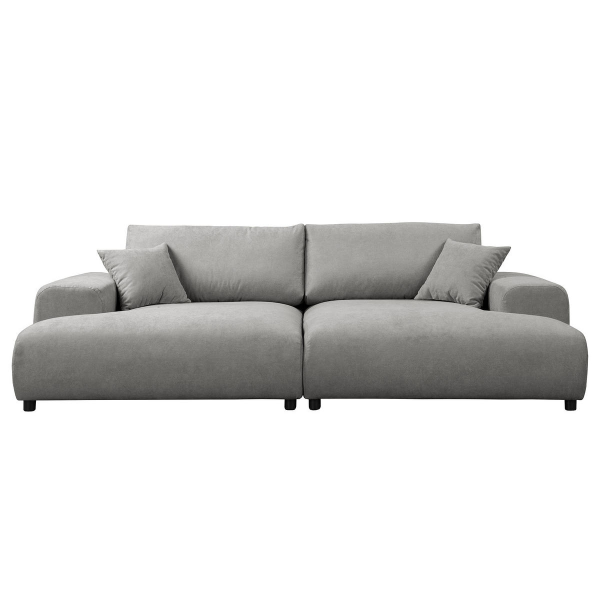BIGSOFA - Schwarz/Grau, Kunststoff/Textil (237/79/144cm) - home24