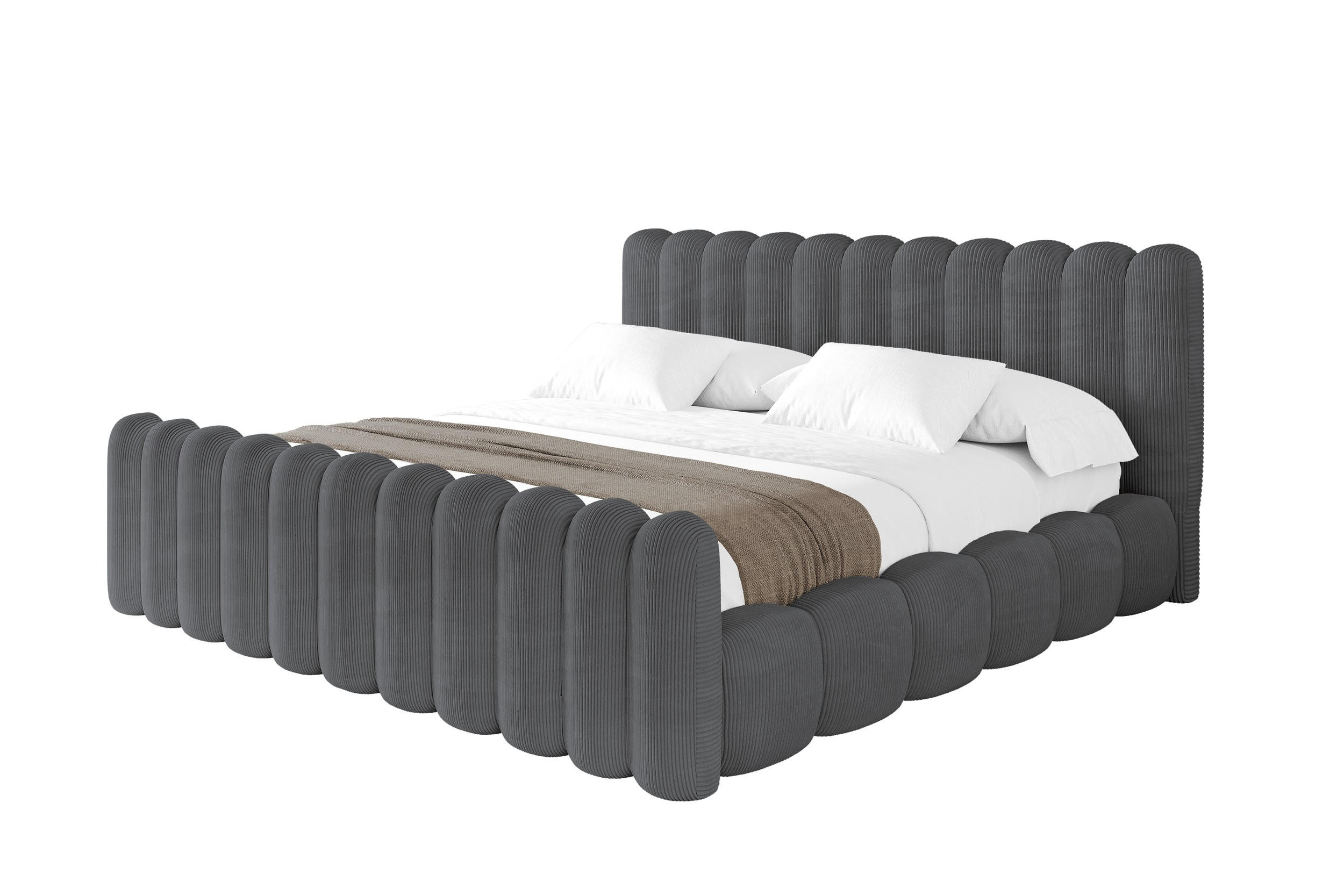 POLSTERBETT mit Bettkasten, Fußteil und Lattenrost, Boxbett ohne Matratze - SENA-Z 200x200 Dunkelgrau - Anthrazit, Holzwerkstoff/Textil (200/200cm) - ALTDECOR