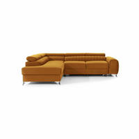 ECKSOFA mit Schlaffunktion und Bettkasten, wasserabweisender Monolith-Stoff - Gelb/Silberfarben, Textil/Metall (275/205cm) - Eltap