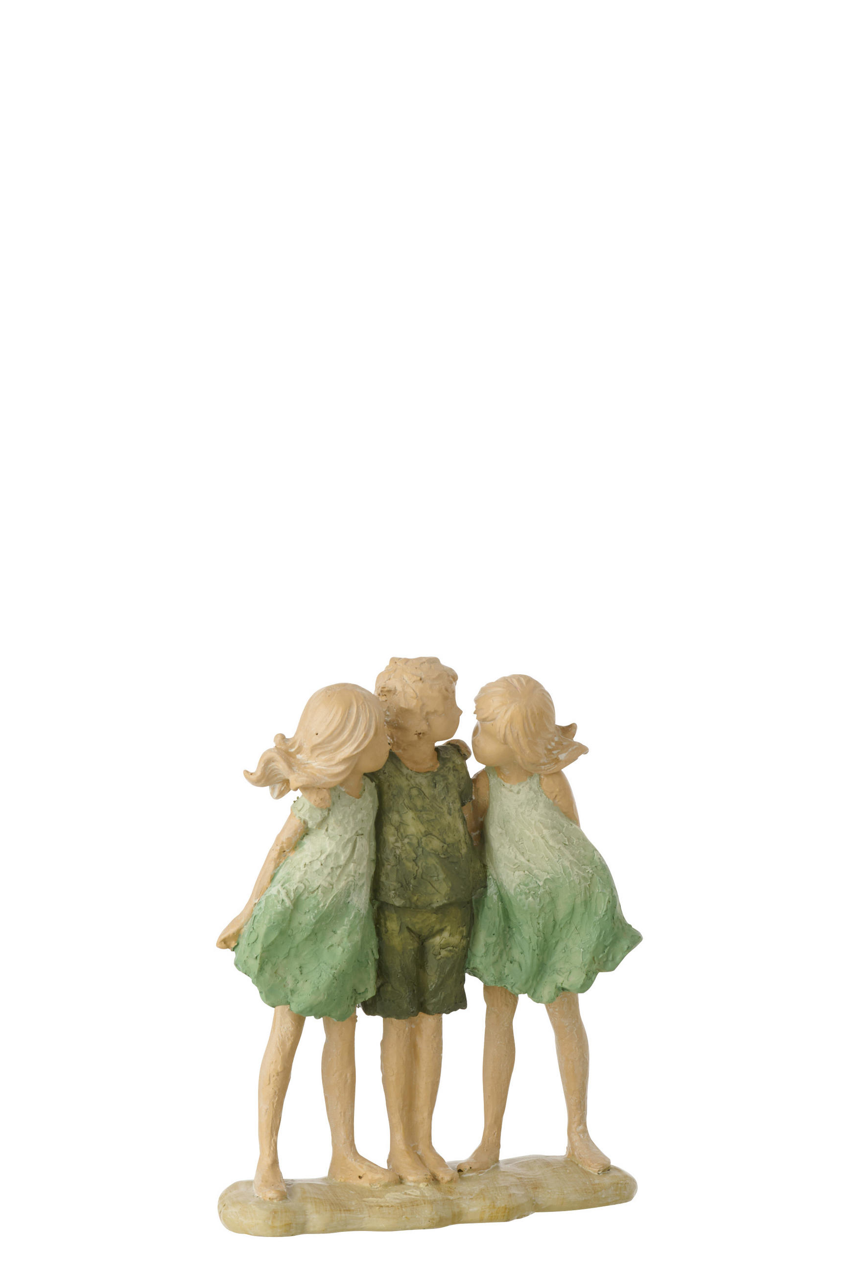 FIGUR KINDER SCHWESTERN + BRUDER - Grün, Glas/Naturmaterialien (5.5/16.5/13.5cm) - J-Line