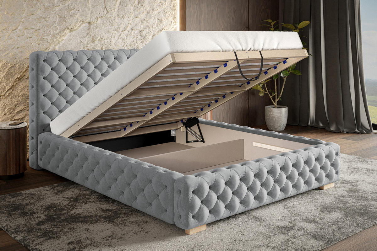 POLSTERBETT 160x200 mit Bettkasten Adonis, Glamour, Rot - Rot, Holz/Textil (160/200cm) - Emporius