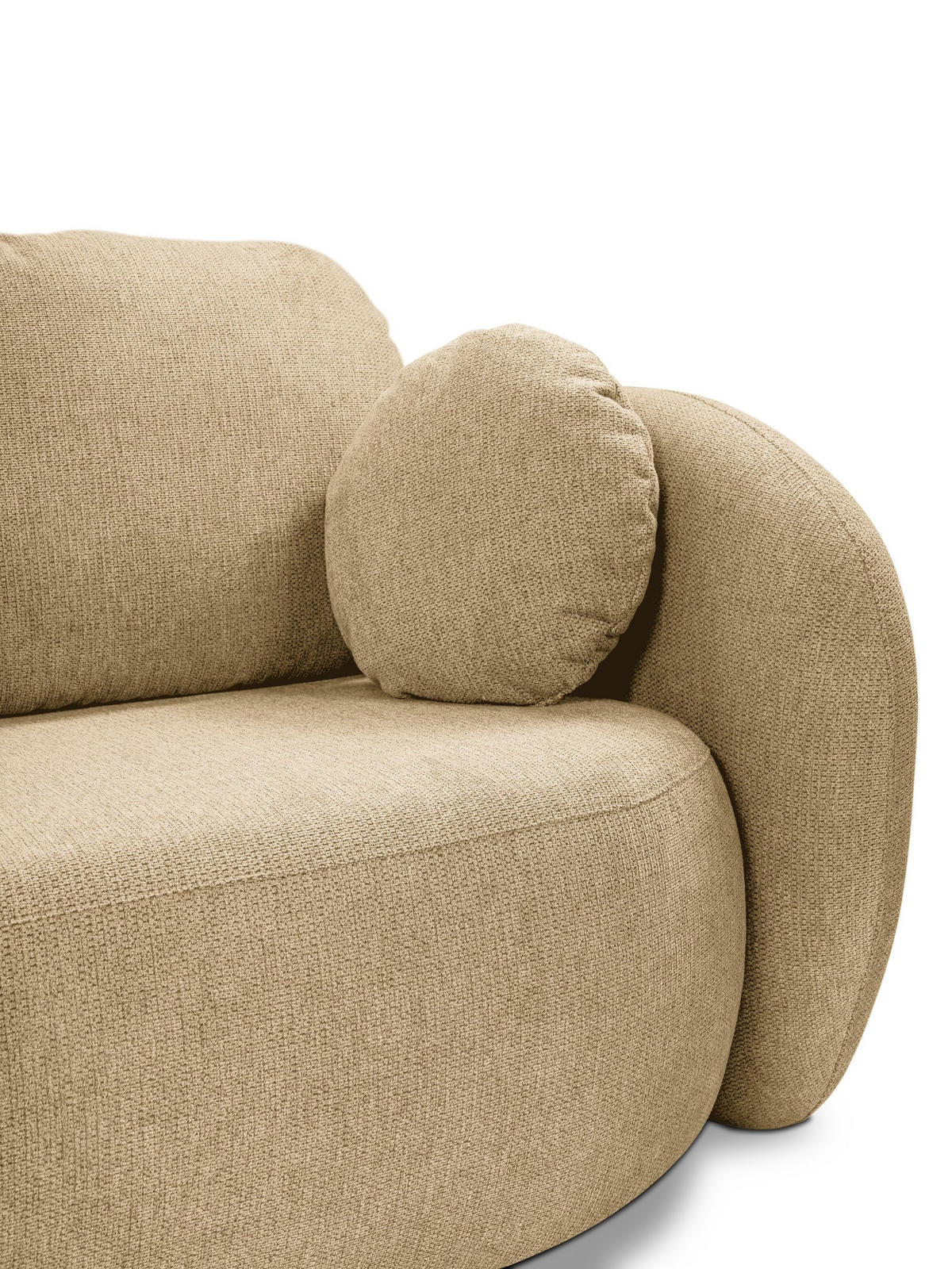 BETTSOFA AMICO Beige Geflochtener Stoff mit Schlaffunktion - Beige, Holz (238/86.5/101cm) - MASSENO