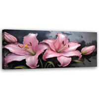 WANDBILD lilien rosa blumen pflanzen pastelle - Pink, Textil (90/30cm) - Feeby