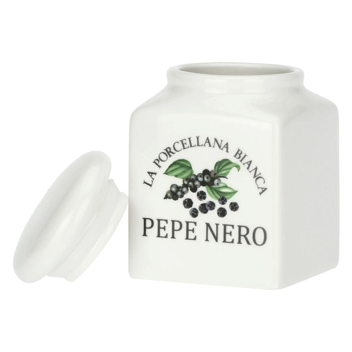 GEWÜRZDOSEN-SET 4-teilig Curcuma, Zafferano, Pepe Nero und Pinoli - 0,175 l - Multicolor, Keramik - La Porcellana Bianca