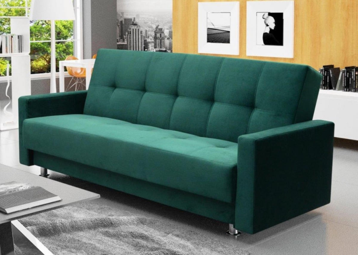 SOFA Flaschengrün ALA Mit Schlaffunktion Ausziehbar - Grün, Textil (225/92/88cm) - Sepro Meble